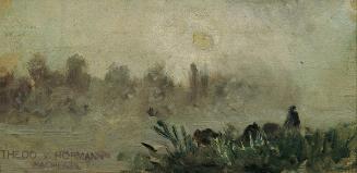 Theodor von Hörmann, Morgennebel, um 1890, Öl auf Leinwand, 8,3 x 16,9 cm, Belvedere, Wien, Inv…