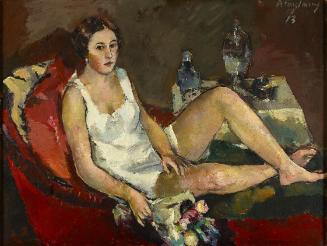 Anton Faistauer, Junge Frau auf rotem Sofa, 1913, Öl auf Leinwand, Belvedere, 96 x 125 cm, Belv…