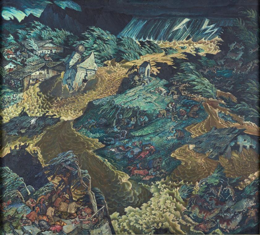 Ludwig Heinrich Jungnickel, Die Sintflut, um 1913, Öl auf Leinwand, 100 x 110 cm, Belvedere, Wi…