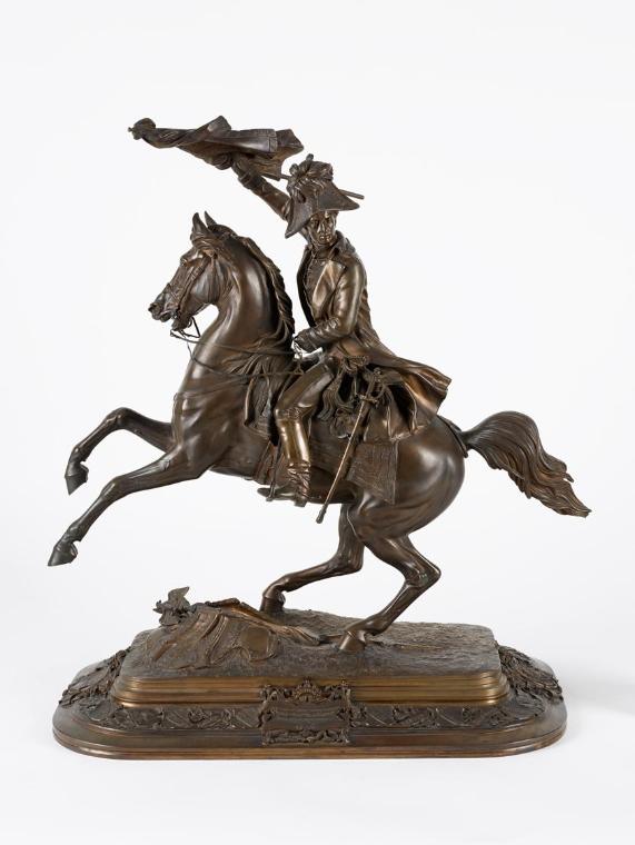 Anton Dominik, Ritter von Fernkorn, Reiterstatuette des Erzherzog Carl mit Fahne, um 1860, Bron…