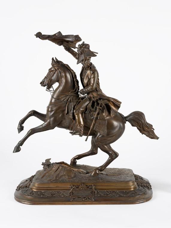 Anton Dominik, Ritter von Fernkorn, Reiterstatuette des Erzherzog Carl mit Fahne, um 1860, Bron ...