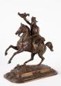 Anton Dominik, Ritter von Fernkorn, Reiterstatuette des Erzherzog Carl mit Fahne, um 1860, Bron ...