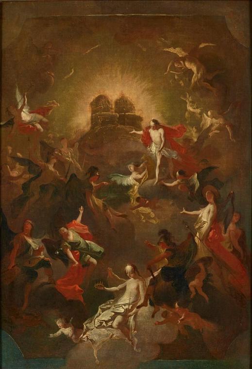 Joseph Winterhalder d. J., Christus und die neun Engelchöre erwarten Maria vor seinem und ihrem…