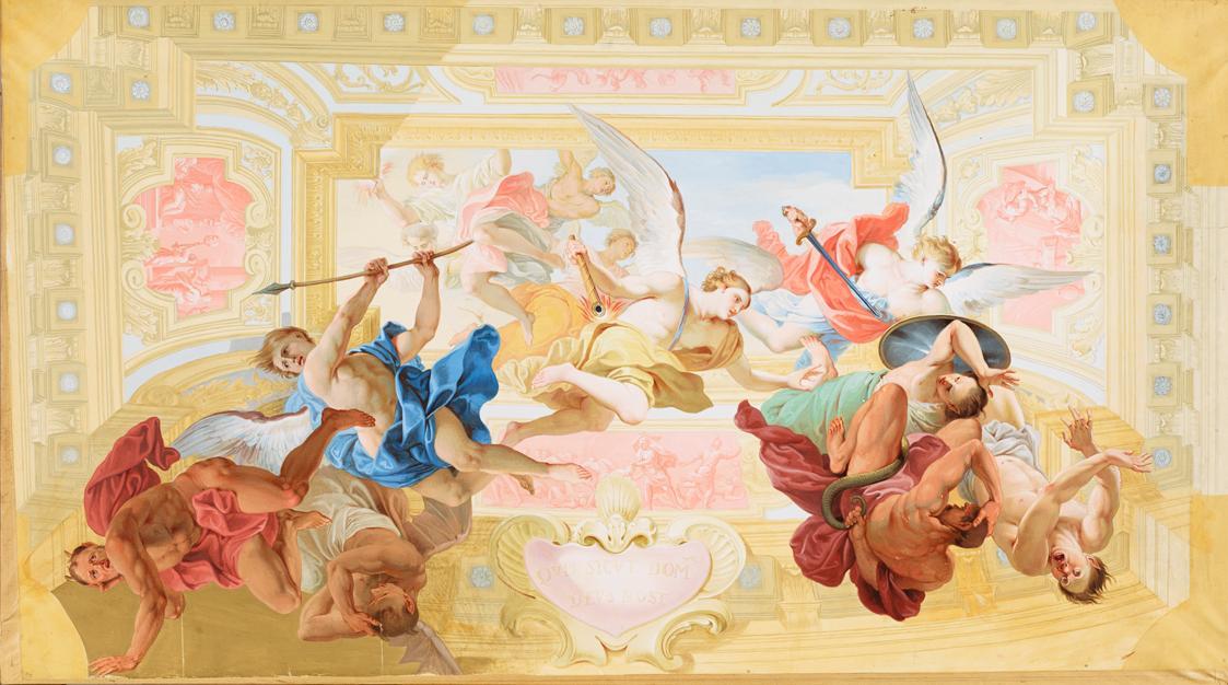 Johann Peter Krafft, Engelssturz (Verkleinerte Kopie nach dem Fresko von Andrea del Pozzo in de…