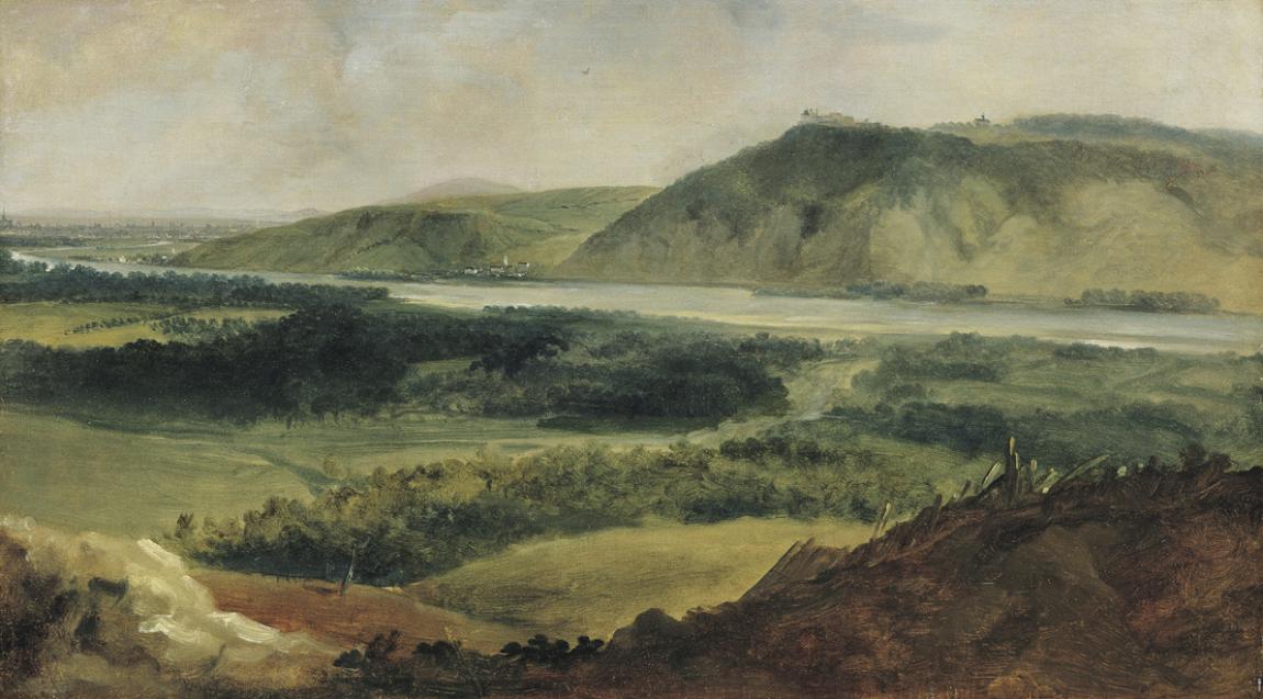 Johann Christian Brand, Donaulandschaft, vom Bisamberg aus gesehen, um 1790, Öl auf Leinwand, 2…