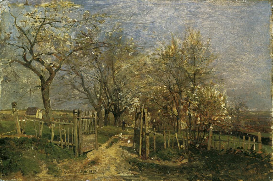 Emil Jakob Schindler, Frühling in Hacking, 1883, Öl auf Holz, 14 x 21 cm, Belvedere, Wien, Inv.…