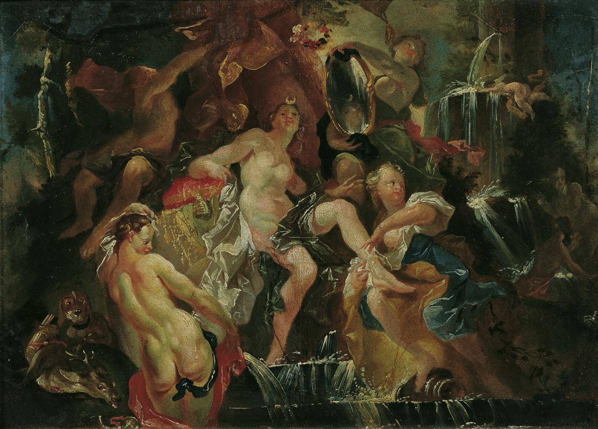Joseph Winterhalder d. J., Das Bad der Diana, um 1759, Öl auf Papier, 33 x 44 cm, Belvedere, Wi…