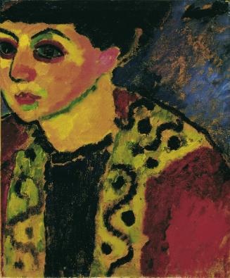 Alexej von Jawlensky, Dame vor blauem Grund, 1908, Öl auf Malkarton, 54 x 45 cm, Belvedere, Wie…