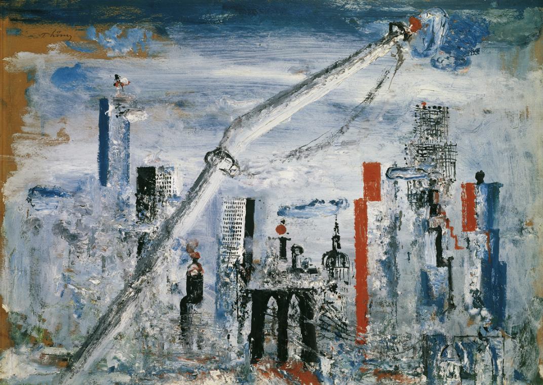 Wilhelm Thöny, Ansicht von Manhattan (East River), 1935-1938, Öl auf Karton, 56 x 78,2 cm, Belv…