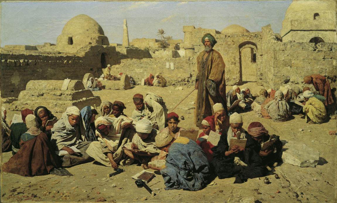 Leopold Carl Müller, Schule in Oberägypten, 1881, Öl auf Leinwand, 77,5 x 127 cm, Belvedere, Wi…