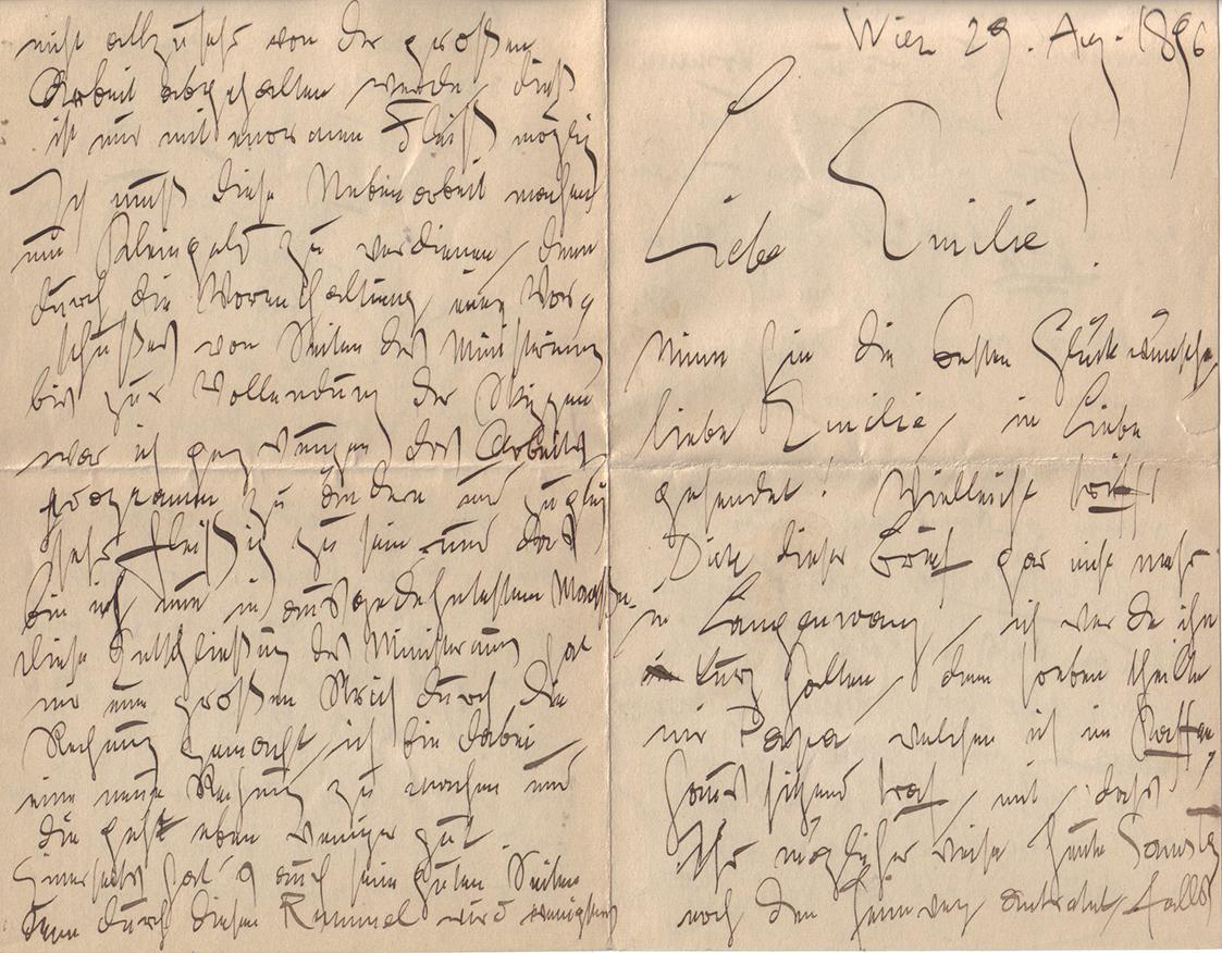 Gustav Klimt, Brief von Gustav Klimt an Emilie Flöge, 29.8.1896, Feder in schwarzer Tusche auf …