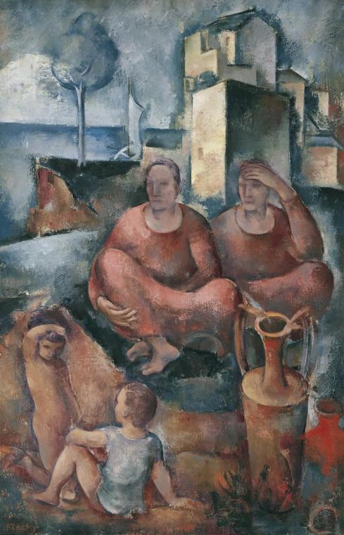 Joseph Floch, Frauen und Kinder am Strand, um 1923, Öl auf Leinwand, 129,5 x 84,5 cm, Belvedere…