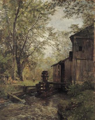 Emil Jakob Schindler, Die Gosaumühle bei Ischl, 1883, Öl auf Holz, 36 x 28 cm, Belvedere, Wien,…