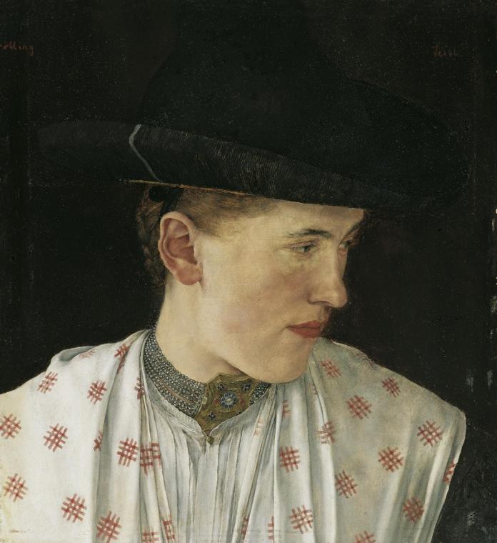 Wilhelm Leibl, Kopf eines Bauernmädchens, um 1880, Öl auf Holz, 30 x 27,5 cm, Belvedere, Wien, …
