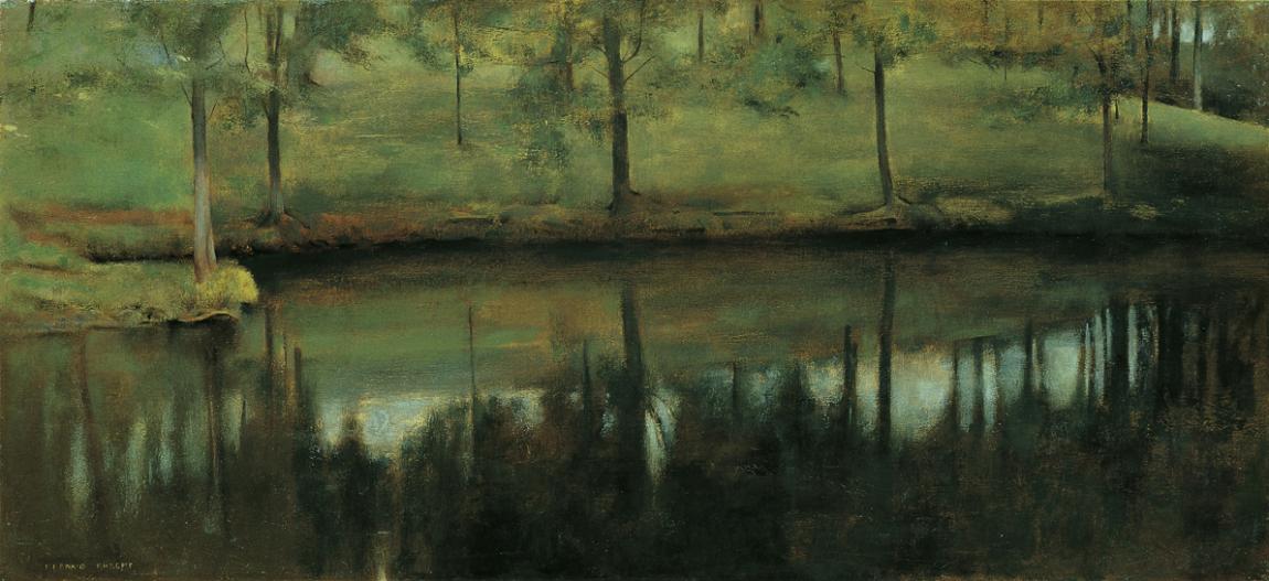 Fernand Khnopff, Unbewegtes Wasser, 1894, Öl auf Leinwand, 53,5 x 114,5 cm, Belvedere, Wien, In…