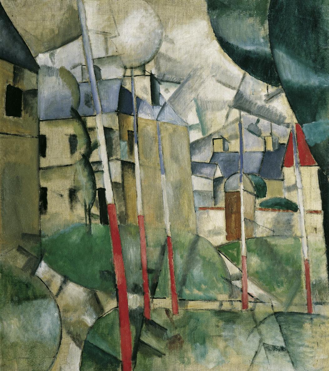 Fernand Léger, Dorflandschaft, 1912–1913, Öl auf Leinwand, 91 x 81 cm, Belvedere, Wien, Inv.-Nr…