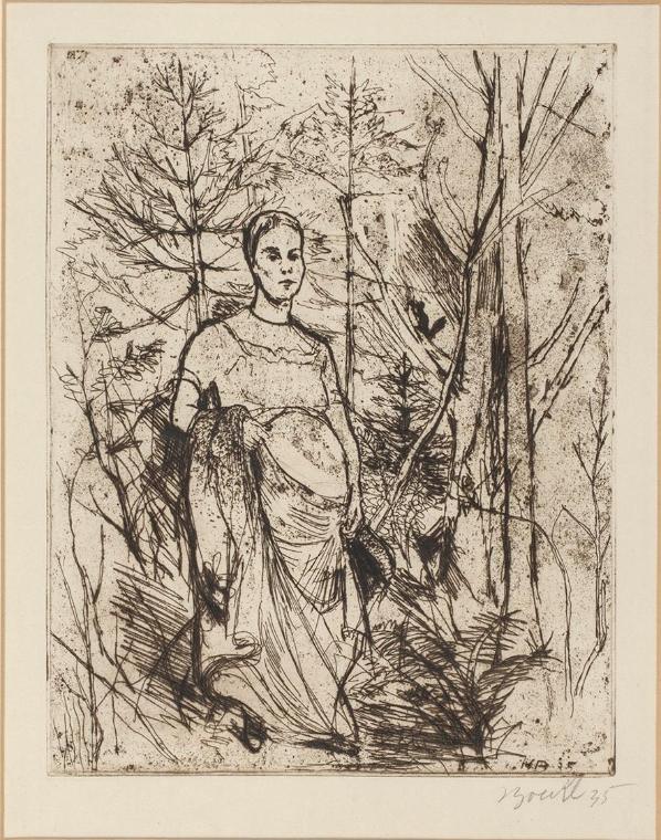Herbert Boeckl, Maria Boeckl, 1935, Radierung auf Papier, 33 × 25,5 cm, Belvedere, Wien, Inv.-N…