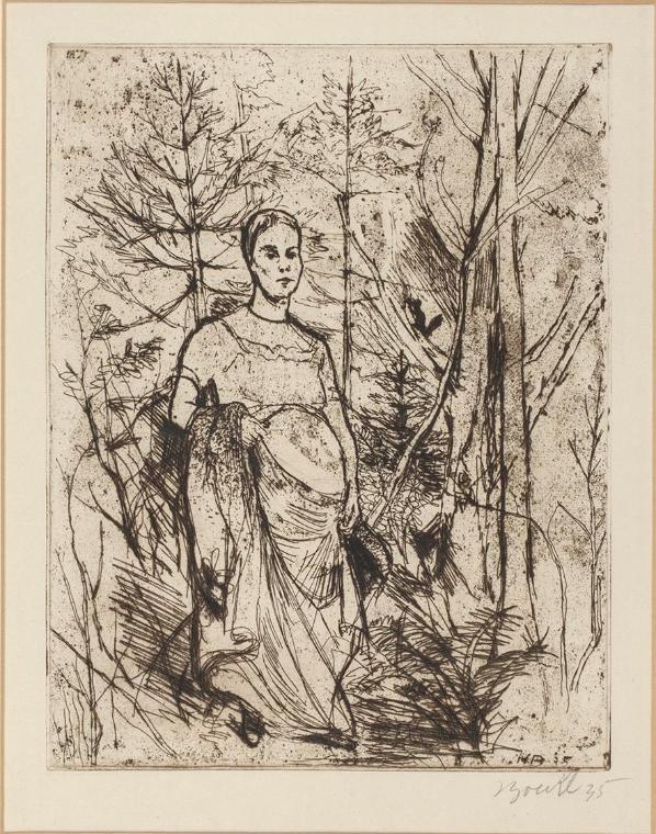 Herbert Boeckl, Maria Boeckl, 1935, Radierung auf Papier, 33 × 25,5 cm, Belvedere, Wien, Inv.-N ...