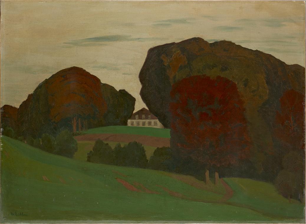 Walter Leistikow, Dänische Parklandschaft mit Villa, 1898, Öl auf Leinwand, 78 x 107,5 cm, Belv ...