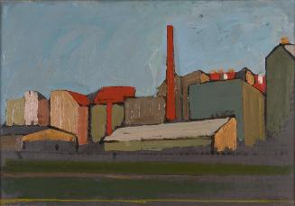 Joannis Avramidis, Häuser am Donaukanal, 1949, Öl auf Papier auf Leinwand, 40,5 x 58,5 cm, Arto…