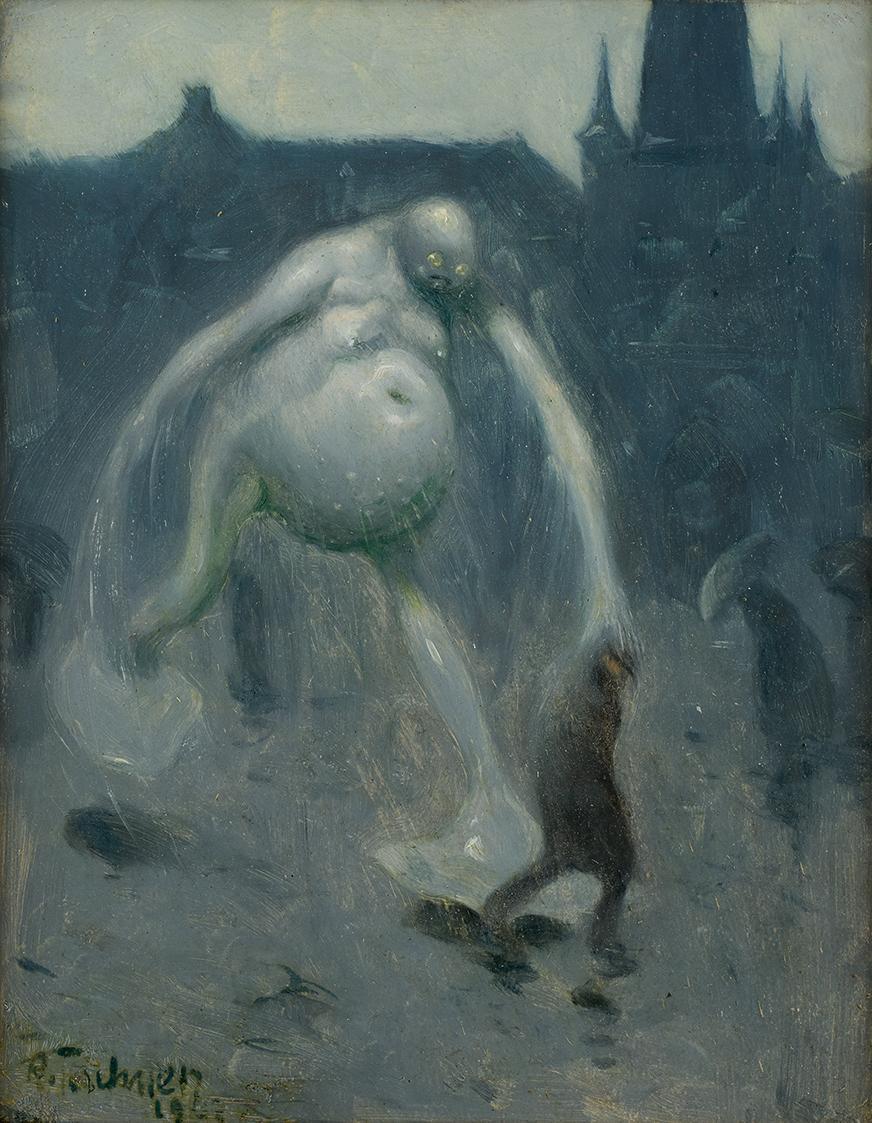 Richard Teschner, Platzregen, 1907, Öl auf Holzfurnierplatte, 21 x 17 cm, Belvedere, Wien, Inv.…