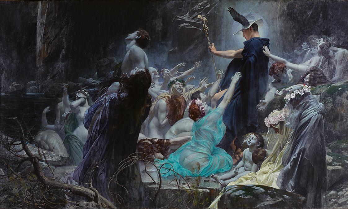 Adolf Hirémy-Hirschl, Die Seelen am Acheron, 1898, Öl auf Leinwand, 215 x 340 cm, Belvedere, Wi ...