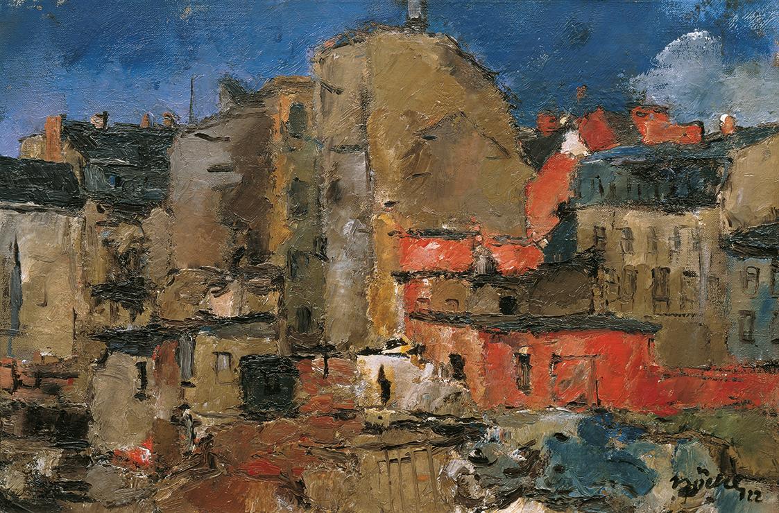 Herbert Boeckl, Berliner Hinterhäuser (Altberliner Häuser), 1922, Öl auf Leinwand, 41,5 x 61 cm…