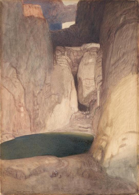 Rudolf Jettmar, Bergsee, 1900, Deckfarben auf Karton, 70 x 50 cm, Belvedere, Wien, Inv.-Nr. 407 ...