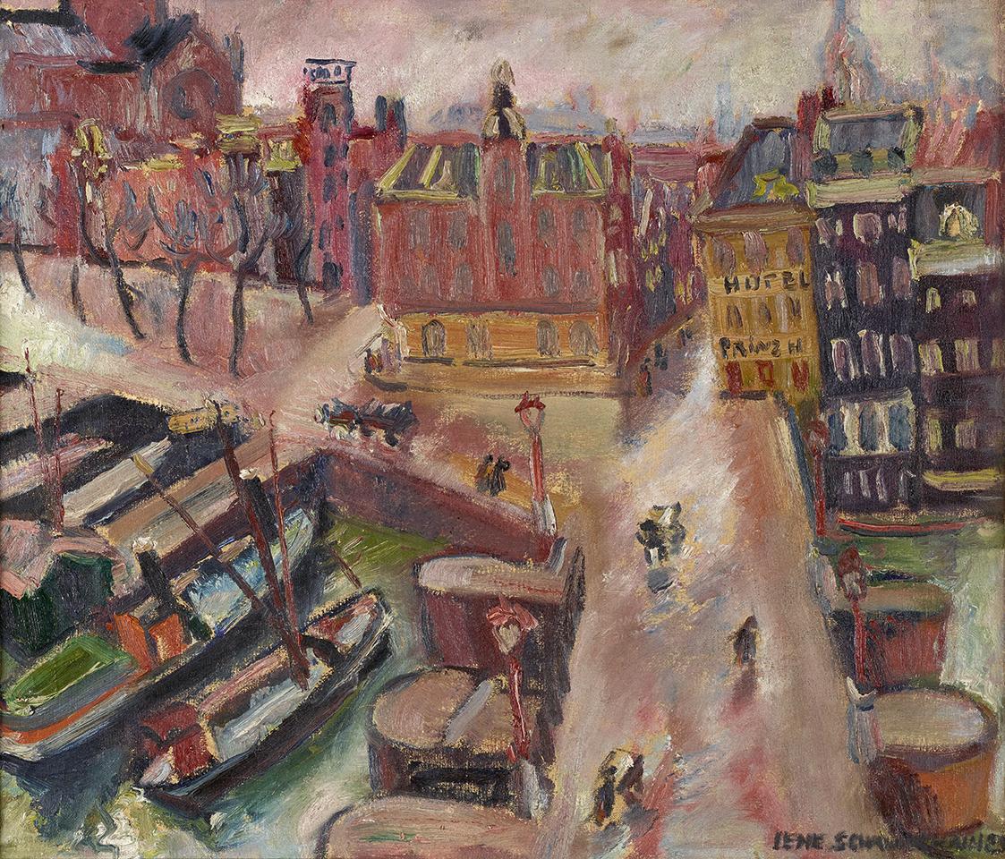 Lene Schneider-Kainer, Hafen bei Lübeck, um 1915, Öl auf Leinwand, 48,5 × 56,5 cm, Belvedere, W…
