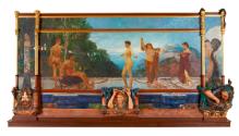 Max Klinger, Das Urteil des Paris, 1885-1887, Öl auf Leinwand, Umrahmung in Holz und Gips, 370 …