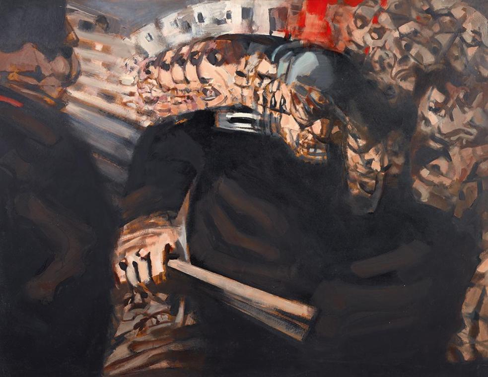 Paul Meissner, Revolution, 1970, Kunstharz auf Hartfaserplatte, 130 × 170 cm, Belvedere, Wien, …