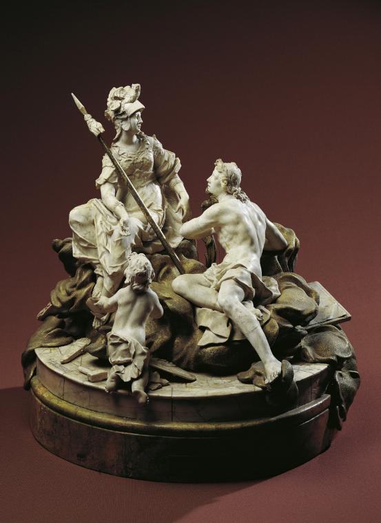 Johann Georg Dorfmeister, Memorial, um 1761, Alabaster und vergoldetes Silber, H: 45 cm, Belved…