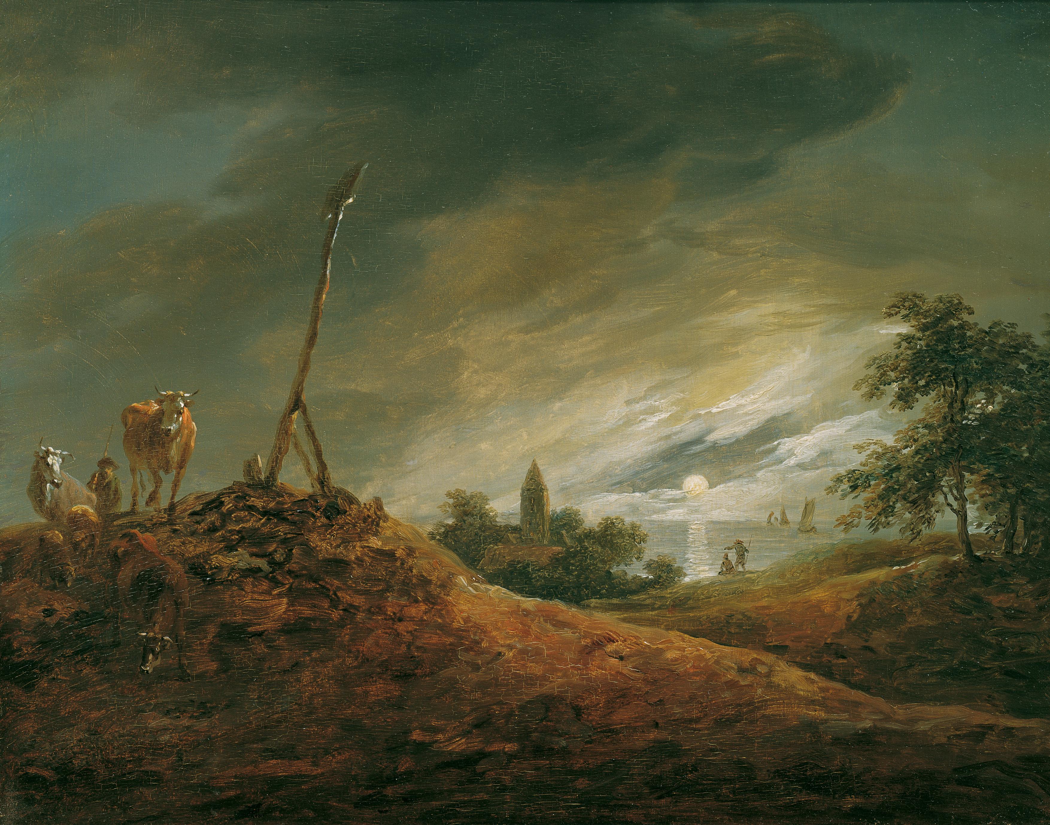 Johann Christian Brand, Abendlandschaft, 1771, Öl auf Holz, 29 x 36 cm, Belvedere, Wien, Inv.-N ...