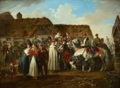 Michael Neder, Husareneinquartierung, 1836, Öl auf Holz, 40 x 53,5 cm, Belvedere, Wien, Inv.-Nr…