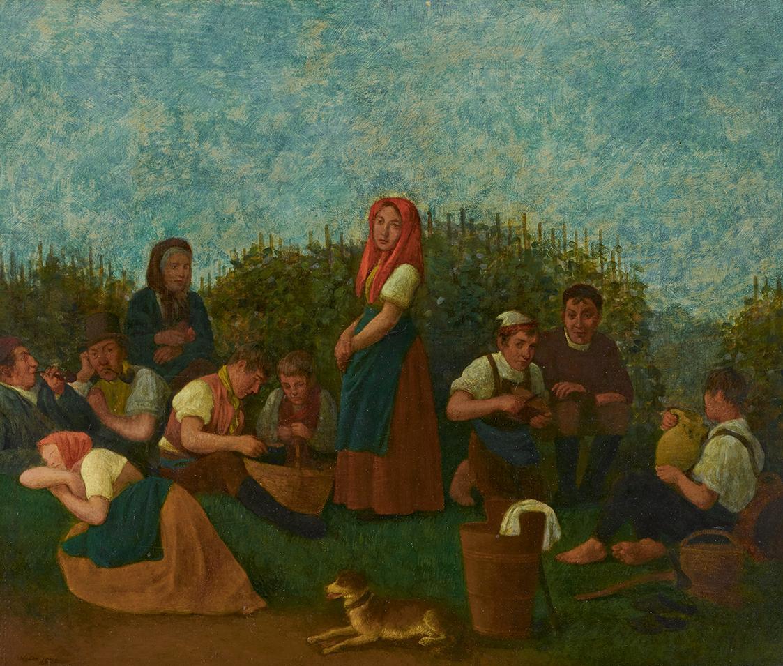 Michael Neder, Rast im Weinberg, 1872, Öl auf Holz, 44,5 x 54 cm, Belvedere, Wien, Inv.-Nr. 366…