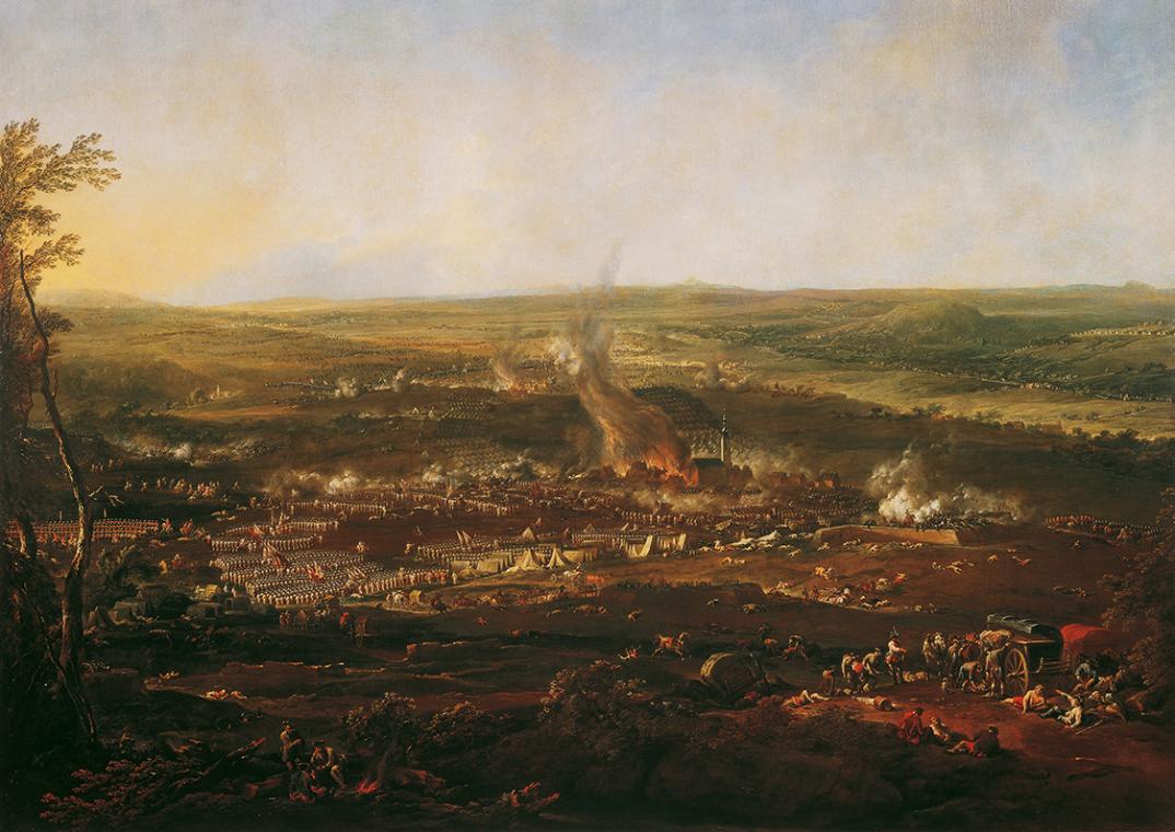 Johann Christian Brand, Die Schlacht bei Hochkirch, nach 1769, Öl auf Leinwand, 158 x 222 cm, B…