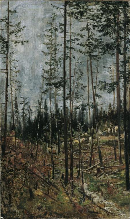 Theodor von Hörmann, Waldschlag bei Gödöllö, um 1879, Öl auf Leinwand, 57,5 x 34,5 cm, Belveder…