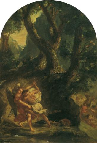 Eugène Delacroix, Jakob ringt mit dem Engel, um 1850/1856, Öl auf Leinwand, 57 x 40,5 cm, Belve…