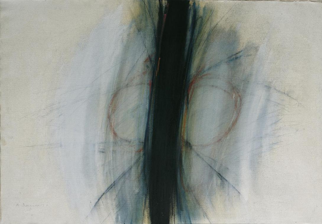 Arnulf Rainer, Vertikale, 1963, Mischtechnik: Ölkreide, Ölfarbe, Fixationsbesprühung, 73,5 x 10…