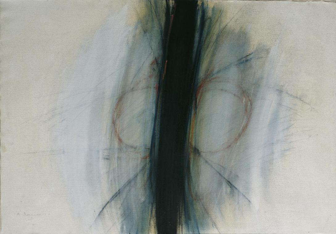 Arnulf Rainer, Vertikale, 1963, Mischtechnik: Ölkreide, Ölfarbe, Fixationsbesprühung, 73,5 x 10 ...