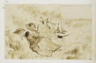 August von Pettenkofen, Skizzen-Album, undatiert, Portfolio mit eingeklebten Skizzen, grünem Le…