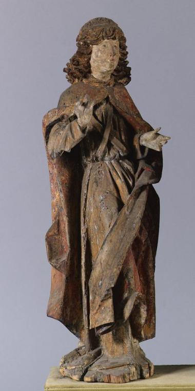 Wiener Bildschnitzer (?), Erzengel Gabriel einer Verkündigungsgruppe, um 1490, Lindenholz, Fass…