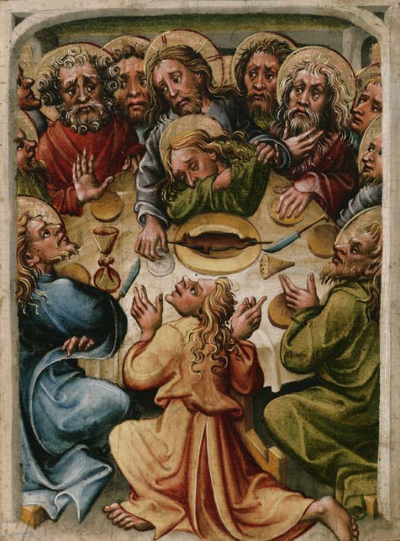 Meister des Friedrichsaltars, Letztes Abendmahl, um 1440/1450, Malerei auf Lindenholz, 35,4 x 2…