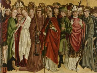 Salzburger Maler, Die vierzehn Nothelfer, um 1470, Malerei auf Nadelholz, 107 x 144 cm, Belvede…