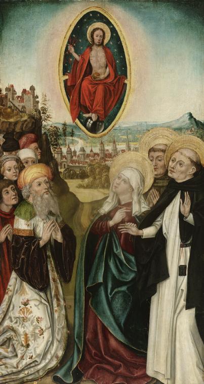 Wiener Maler (Umkreis des Schottenmeisters), Marias Fürbitte für den hl. Dominikus, um 1480, Ma…
