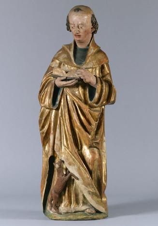 Salzburger Bildhauer, Hl. Ägydius, um 1490, Ton, originale Fassungsreste, vergoldet, H: 103 cm,…