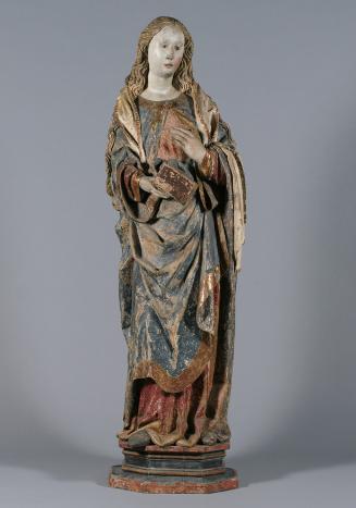 Maria einer Verkündigungsgruppe, um 1465, Lindenholz, gefasst, Details vergoldet, H: 180 cm, Be…