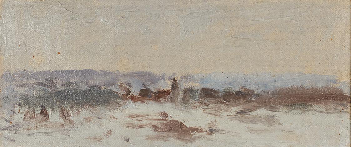 Theodor von Hörmann, An der Küste, Öl auf Leinwand, 8 × 17 cm, Belvedere, Wien, Inv.-Nr. Lg 156…