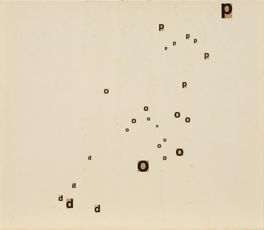 Gerhard Rühm, pod, typocollage, 1961, Collage auf Papier, 34,8 × 39,7 cm, Belvedere, Wien, Inv. ...