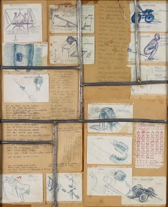 Marc Adrian, Ohne Titel, 2003/04, Zeichnungen und Text, Kugelschreiber auf Papier, montiert auf…